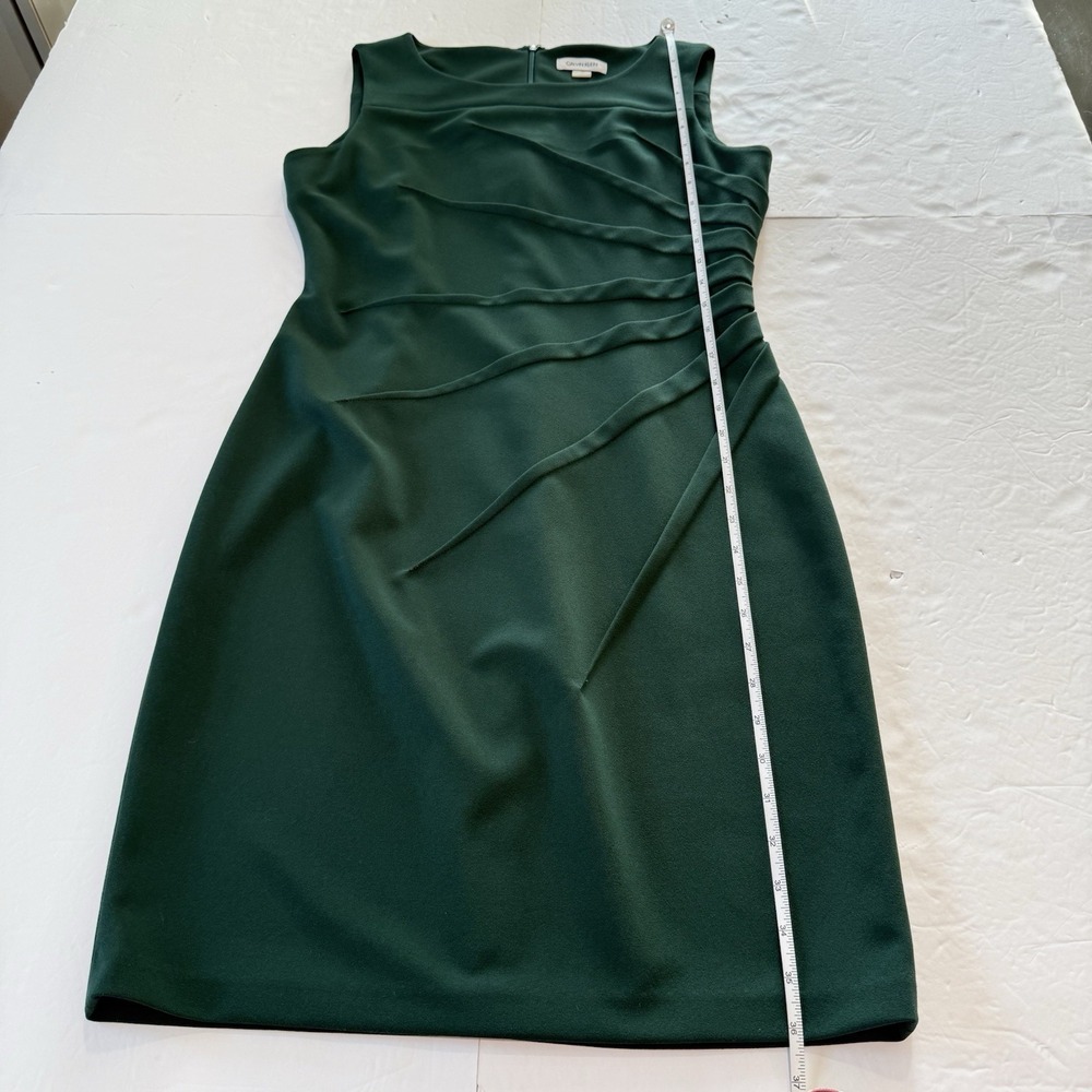 Calvin Klein Green Sunburst Seam Stretch Crepe Sleeveless Sheath Dress Size 10 - Picture 13 of 14